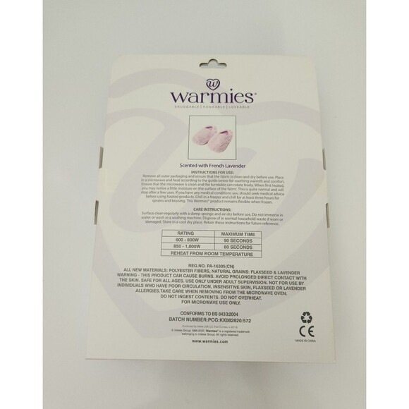 New Warmies  SNUGGABLE Fully  Microwavable Slippers, Size 6 to 10 Pink Soothing - Picture 3 of 3